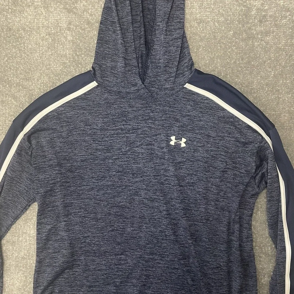 Under Armour Shirt Mens Small Blue Heat Gear Loose Fit Lightweight Hoodie